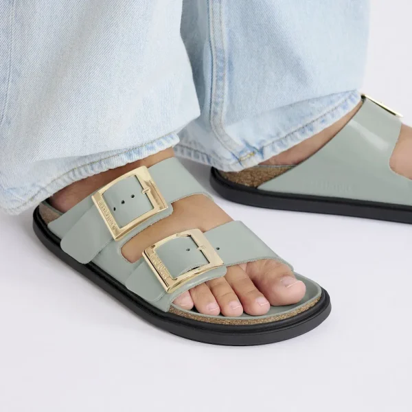 Arizona Droplet Buckle Natural Leather Patent High Shine Pure Sage - Image 3