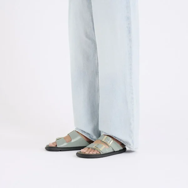 Arizona Droplet Buckle Natural Leather Patent High Shine Pure Sage - Image 2