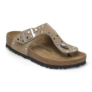 Gizeh Rivets Suede Leather Taupe