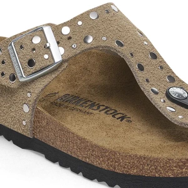 Gizeh Rivets Suede Leather Taupe - Image 8