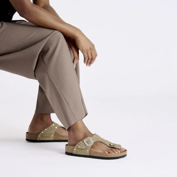 Gizeh Rivets Suede Leather Taupe - Image 2
