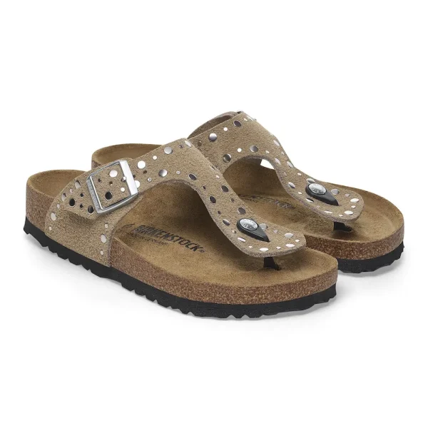 Gizeh Rivets Suede Leather Taupe - Image 6