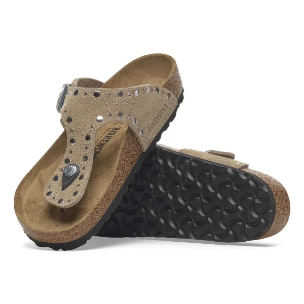 Gizeh Rivets Suede Leather Taupe - Image 4