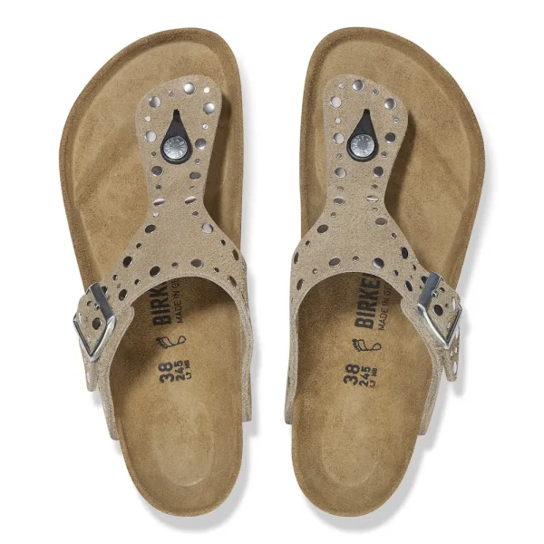 Gizeh Rivets Suede Leather Taupe - Image 5