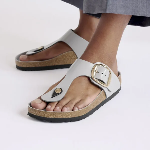 Gizeh Big Buckle Natural Leather Patent High-Shine Stone Coin - Image 3