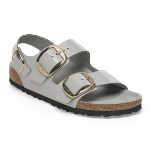 Milano Big Buckle Natural Leather Patent High Shine Stone Coin