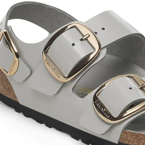 Milano Big Buckle Natural Leather Patent High Shine Stone Coin - Image 8