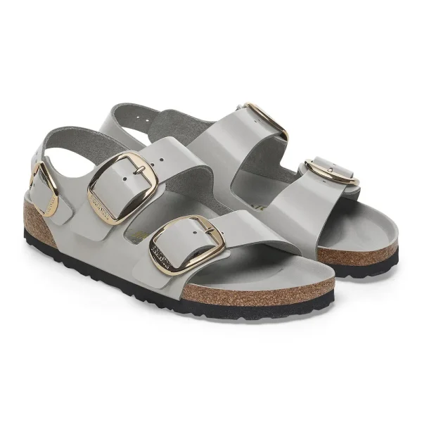 Milano Big Buckle Natural Leather Patent High Shine Stone Coin - Image 6
