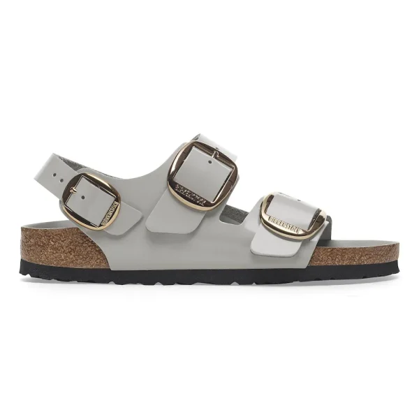 Milano Big Buckle Natural Leather Patent High Shine Stone Coin - Image 7