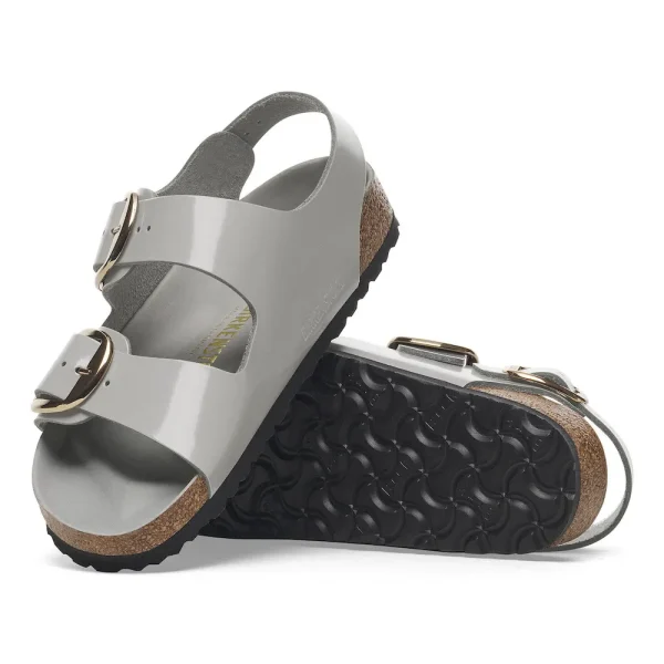Milano Big Buckle Natural Leather Patent High Shine Stone Coin - Image 4