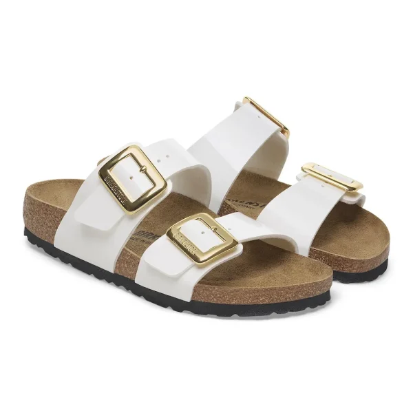 Sydney Luxe Buckle Birko-Flor Patent Patent White - Image 5