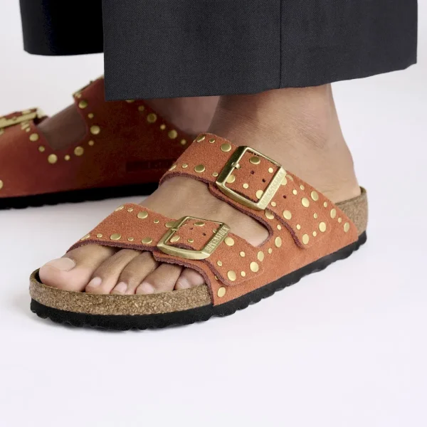Arizona Rivets Suede Leather Dark Rust - Image 3