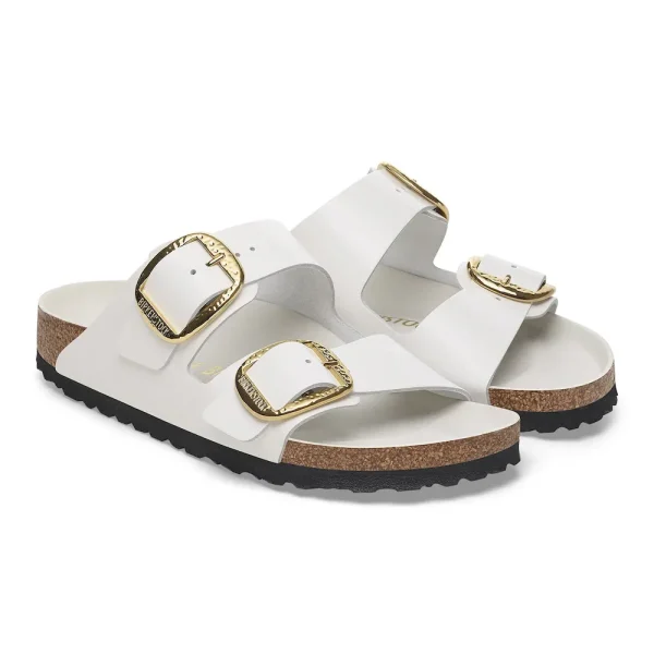 Arizona Hammered Big Buckle Natural Leather Patent High-Shine Antique White - Image 6