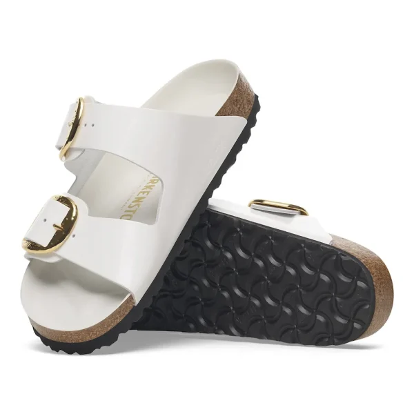 Arizona Hammered Big Buckle Natural Leather Patent High-Shine Antique White - Image 4