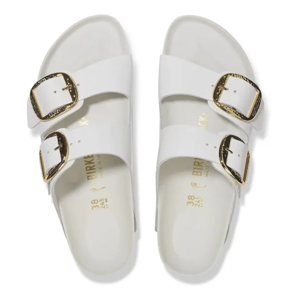 Arizona Hammered Big Buckle Natural Leather Patent High-Shine Antique White - Image 5