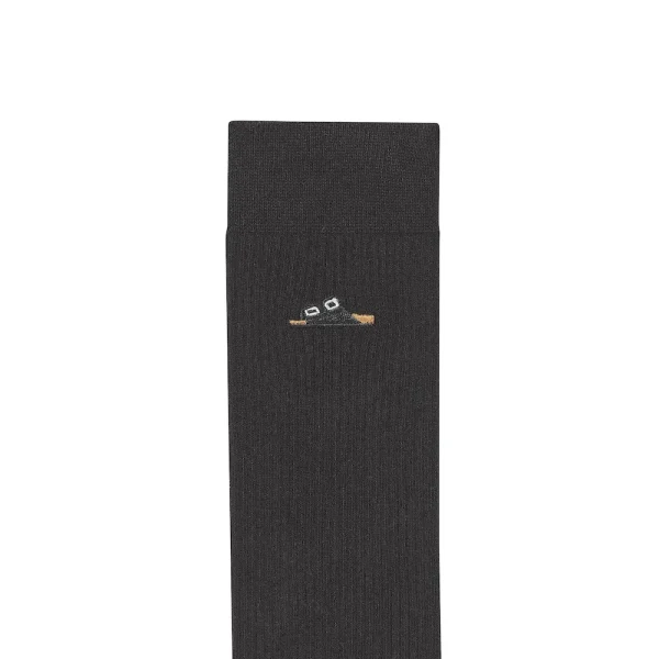 Cotton Ribbed Socks Cotton-Polyamide-Elastane Black - Image 2