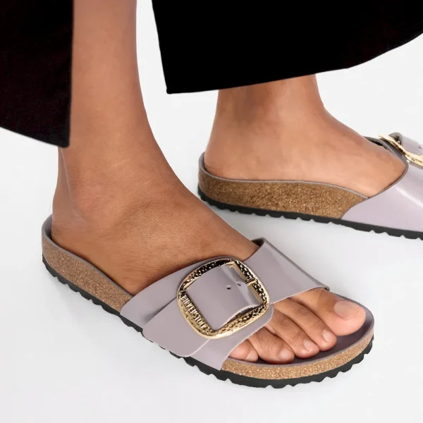 Madrid Hammered Big Buckle Natural Leather Patent High-Shine Faded Purple - Image 3