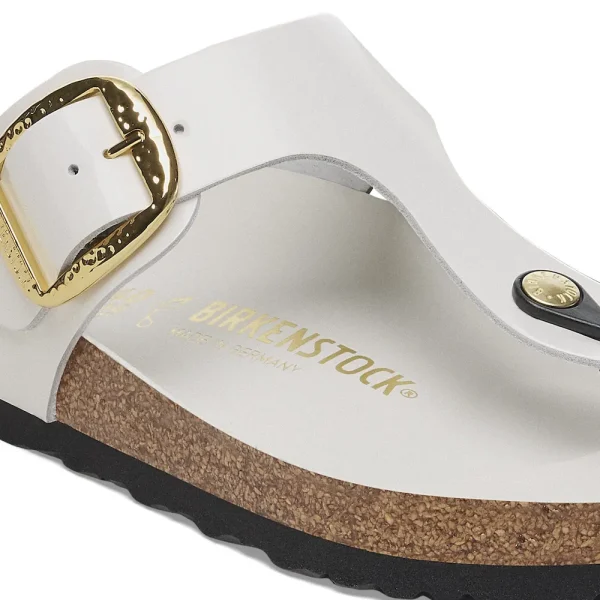 Gizeh Hammered Big Buckle Natural Leather Patent High Shine Antique White - Image 8