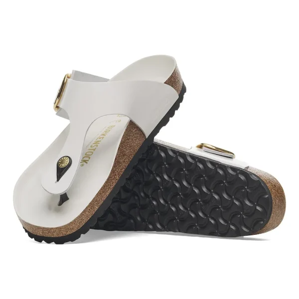 Gizeh Hammered Big Buckle Natural Leather Patent High Shine Antique White - Image 4