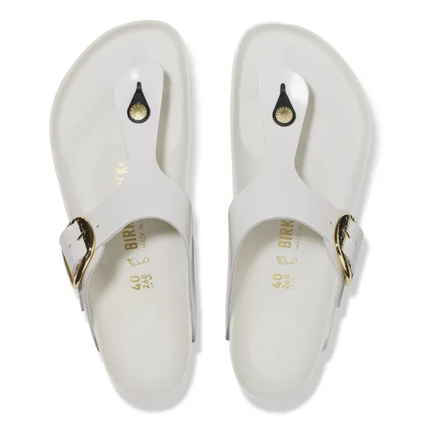 Gizeh Hammered Big Buckle Natural Leather Patent High Shine Antique White - Image 5
